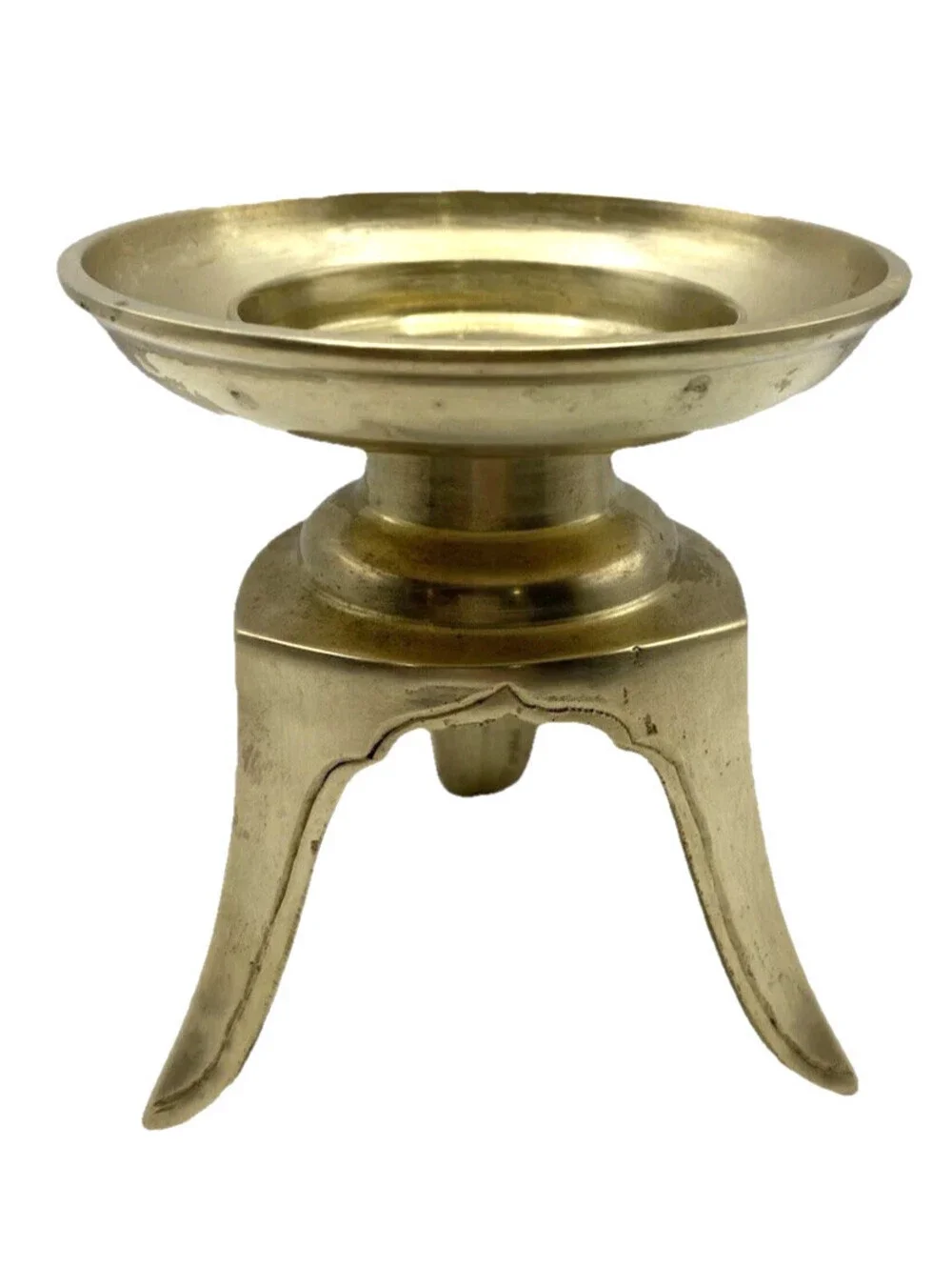 Vintage Solid Brass Incense Holder Candle Stand 3 Leg Made In India